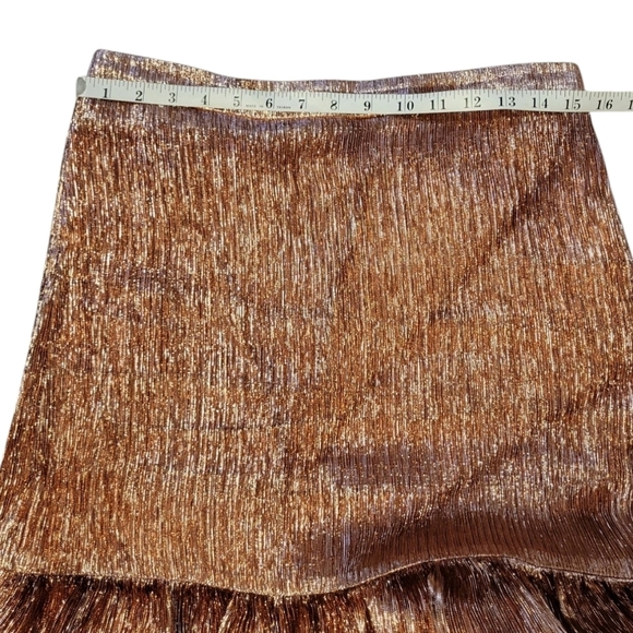 J. Crew Rose-gold fluted skirt metallic Golden Pink STYLE G8663 Women 10 Ruffle - Picture 4 of 7